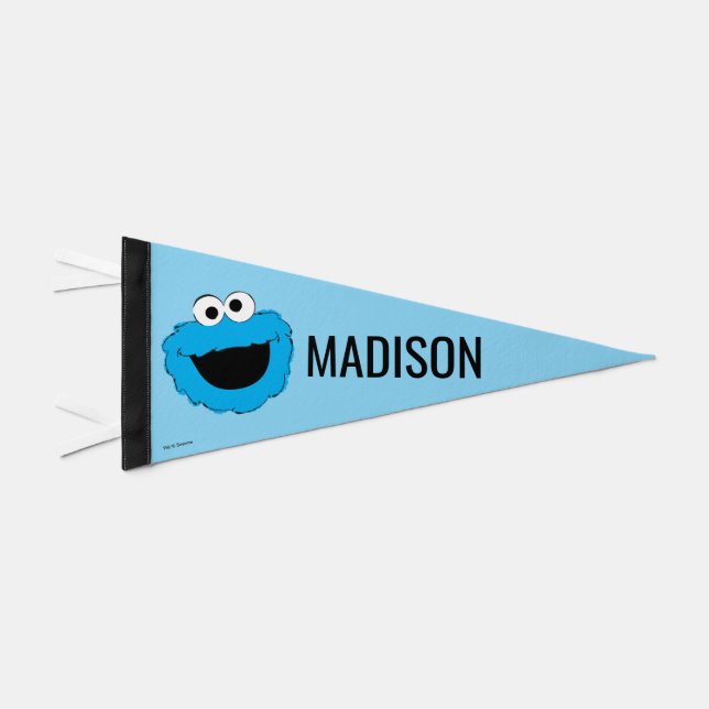Cookie Monster | Watercolor Face Pennant Flag (Front)