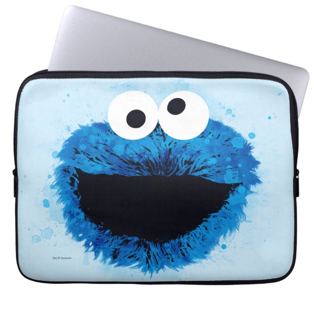 Cookie Monster | Watercolor Trend Laptop Sleeve (Front)