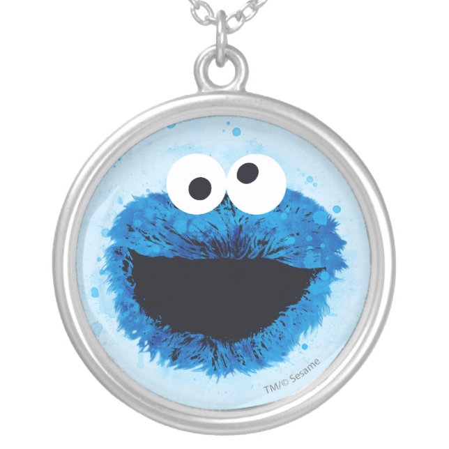 Cookie Monster | Watercolor Trend Silver Plated Necklace (Front)