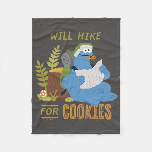 Cookie Monster | Will Hike For Cookies Fleece Blanket (Front)