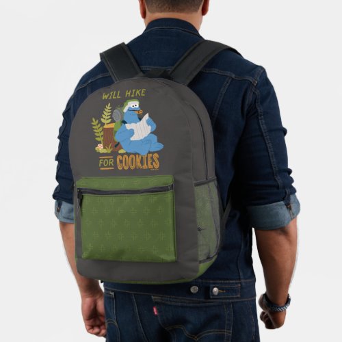 Cookie Monster  Will Hike For Cookies Printed Backpack