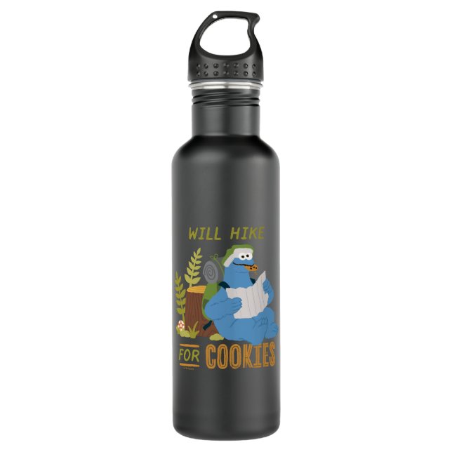 Cookie Monster | Will Hike For Cookies Stainless Steel Water Bottle (Front)