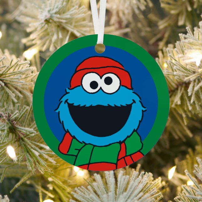 Cookie Monster Winter Scarf  Metal Ornament (Insitu)