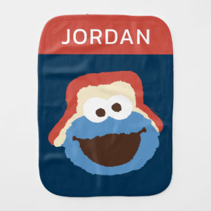 Cookie Monster Woodland Face Add Your Name Baby Burp Cloth