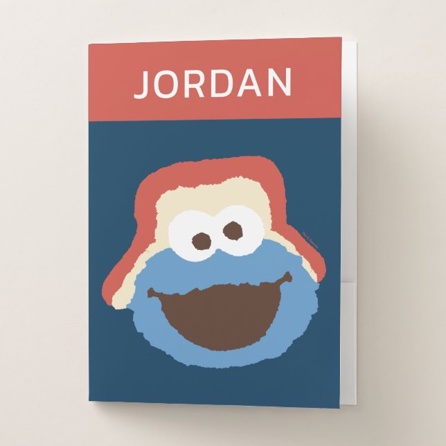 Cookie Monster Woodland Face | Add Your Name Pocket Folder (Front)