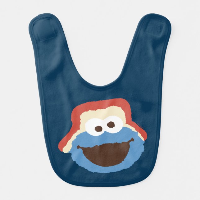 Cookie Monster Woodland Face Baby Bib (Front)