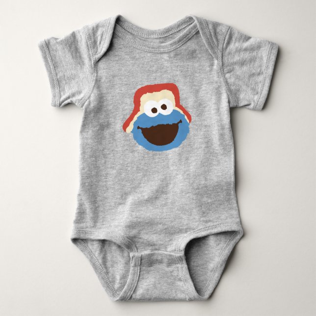 Cookie Monster Woodland Face Baby Bodysuit (Front)