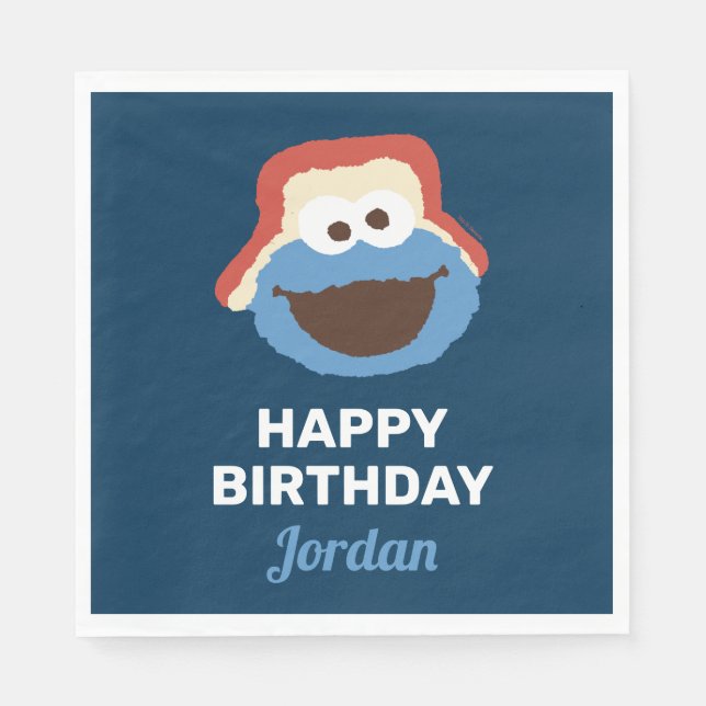 Cookie Monster Woodland Face | Birthday Napkins (Front)