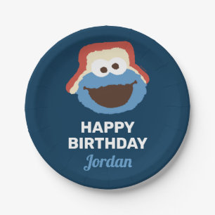 Cookie Monster Woodland Face Birthday Paper Plates