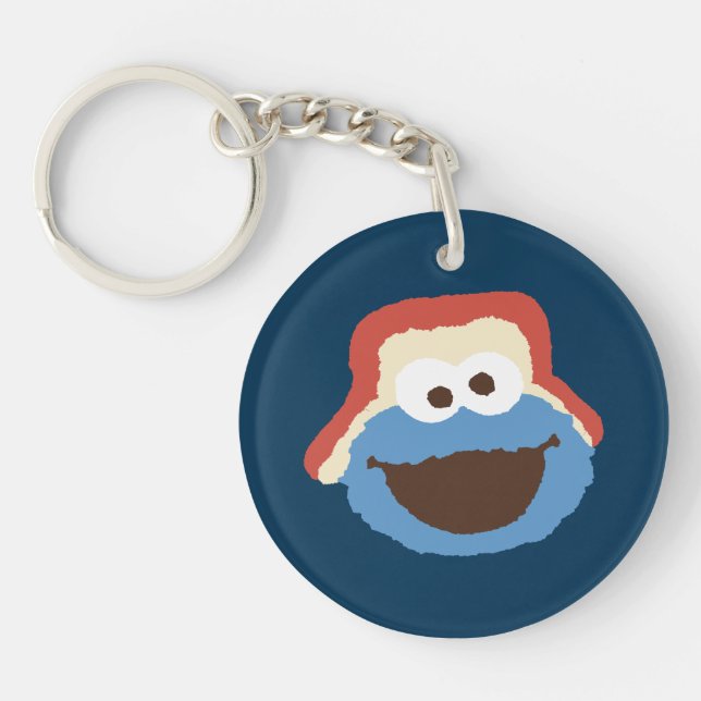 Cookie Monster Woodland Face Keychain (Front)