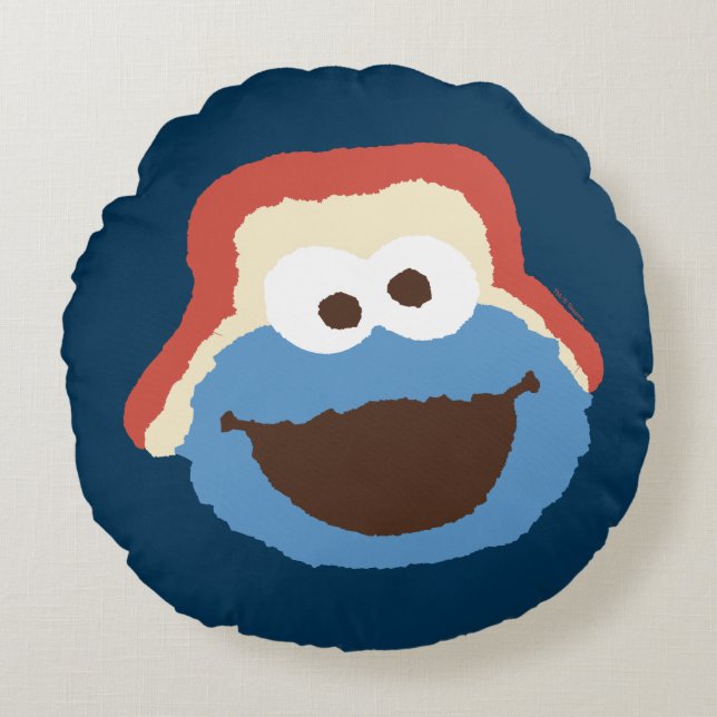 Cookie Monster Woodland Face Round Pillow (Front)