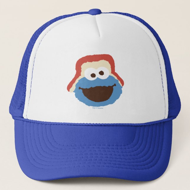 Cookie Monster Woodland Face Trucker Hat (Front)