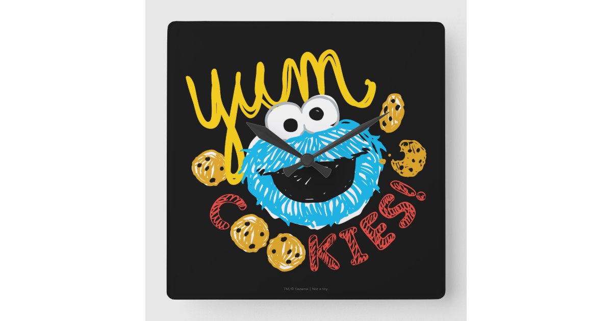 Cookie Monster Yum Square Wall Clock | Zazzle