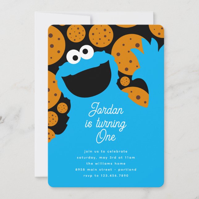 Cookie Monster's Birthday Cookie Bash Invitation (Front)