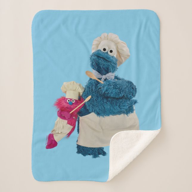 Cookie Monster's Food Truck Partners Sherpa Blanket (Front)
