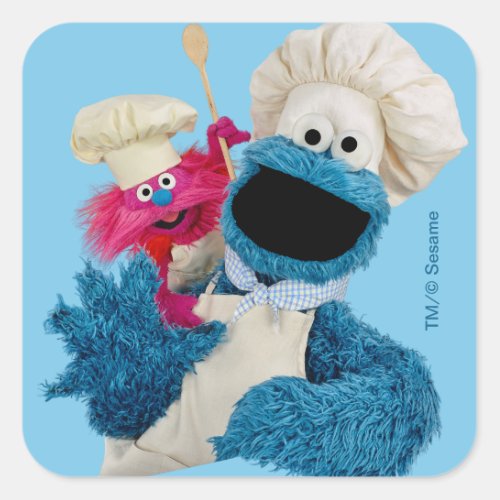 Cookie Monsters Foodie Truck Friends Square Sticker