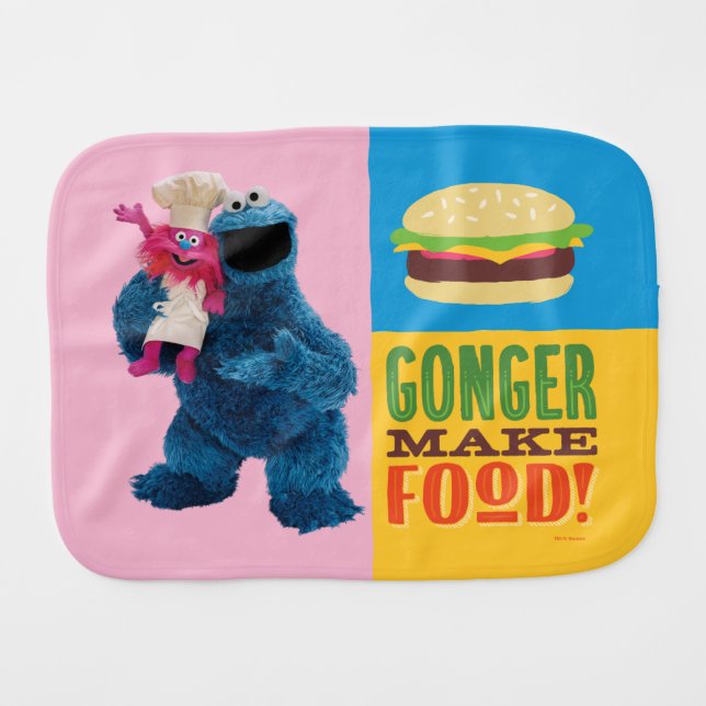 Cookie Monster's Foodie Truck | Gonger Make Food Baby Burp Cloth (Front Horizontal)
