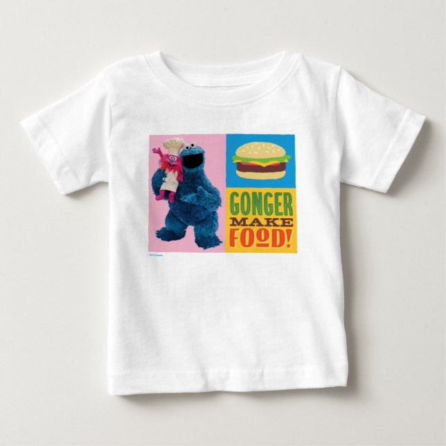 Cookie Monster's Foodie Truck | Gonger Make Food Baby T-Shirt (Front)