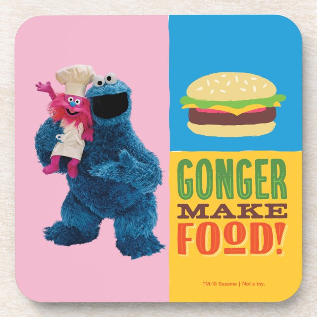 Cookie Monster's Foodie Truck | Gonger Make Food Beverage Coaster (Front)