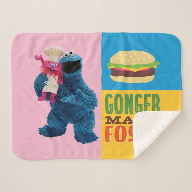 Cookie Monster's Foodie Truck | Gonger Make Food Sherpa Blanket (Front (Horizontal))