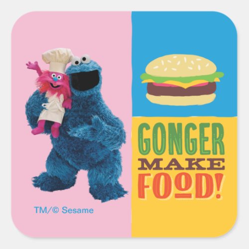 Cookie Monsters Foodie Truck  Gonger Make Food Square Sticker