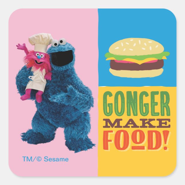 Cookie Monster's Foodie Truck | Gonger Make Food Square Sticker (Front)