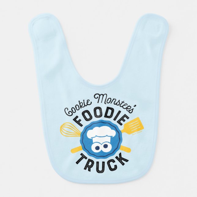 Cookie Monster's Foodie Truck Logo Baby Bib (Front)