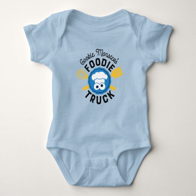 Cookie Monster's Foodie Truck Logo Baby Bodysuit (Front)