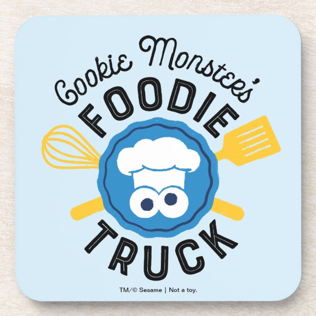 Cookie Monster's Foodie Truck Logo Beverage Coaster (Front)