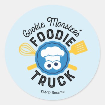 Cookie Monster's Foodie Truck Logo Classic Round Sticker by SesameStreet at Zazzle