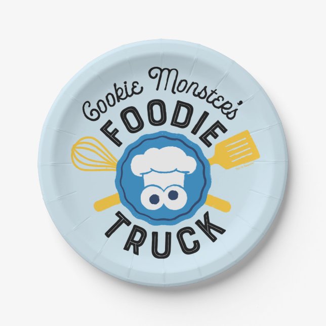 Cookie Monster's Foodie Truck Logo Paper Plates (Front)