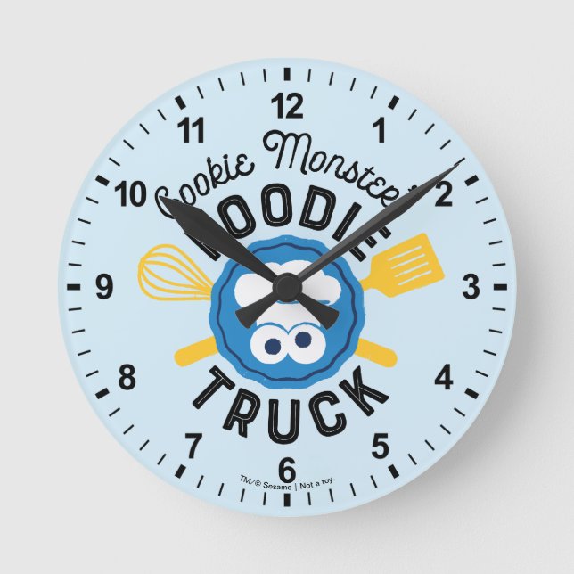 Cookie Monster's Foodie Truck Logo Round Clock (Front)