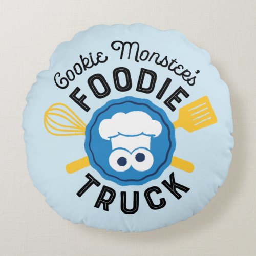 Cookie Monsters Foodie Truck Logo Round Pillow