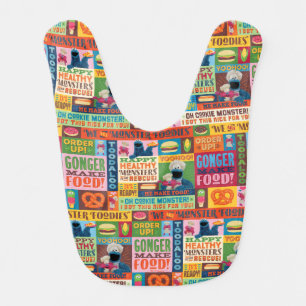 Cookie Monster's Foodie Truck Pattern Baby Bib