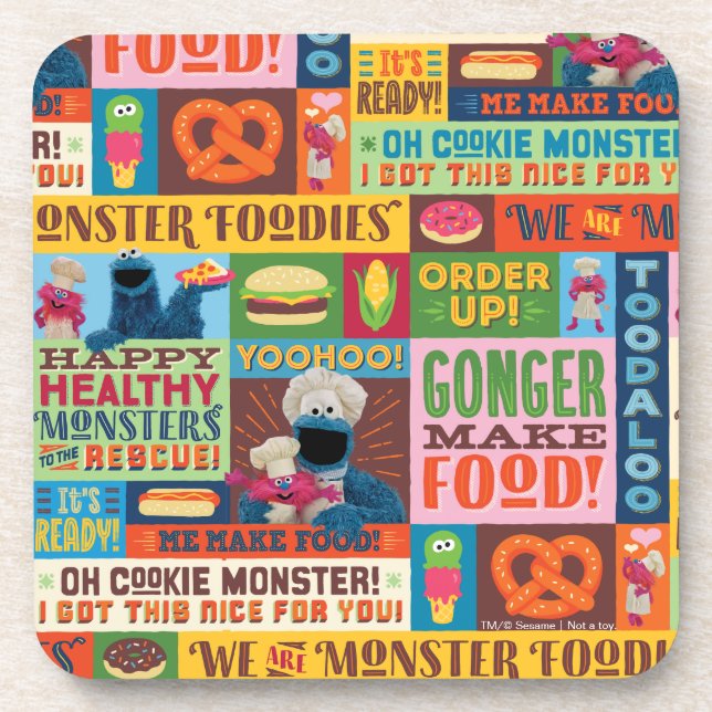 Cookie Monster's Foodie Truck Pattern Beverage Coaster (Front)