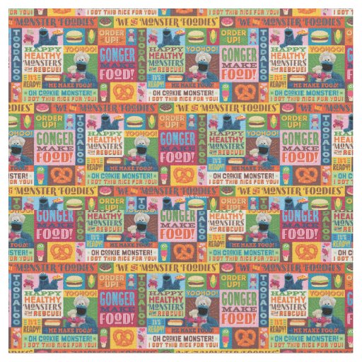 Cookie Monster's Foodie Truck Pattern Fabric