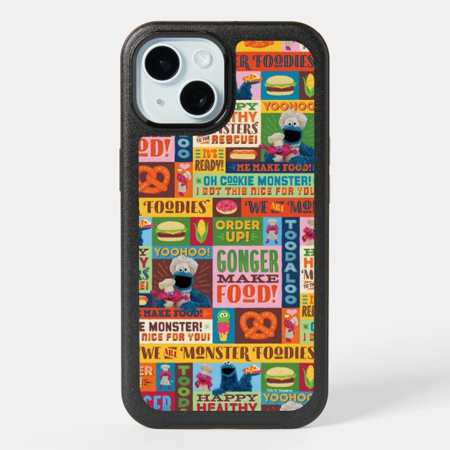 Cookie Monster's Foodie Truck Pattern iPhone 15 Case (Back)