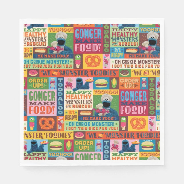 Cookie Monster's Foodie Truck Pattern Napkins (Front)