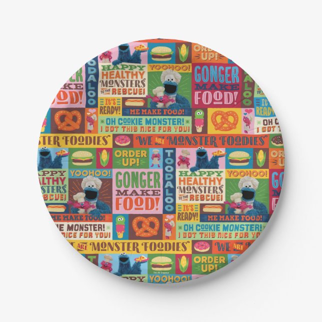 Cookie Monster's Foodie Truck Pattern Paper Plates (Front)