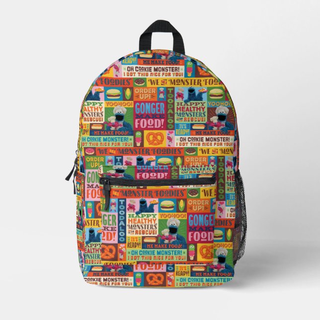 Cookie Monster's Foodie Truck Pattern Printed Backpack (Front)