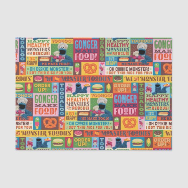 Cookie Monster's Foodie Truck Pattern Tissue Paper (Front)