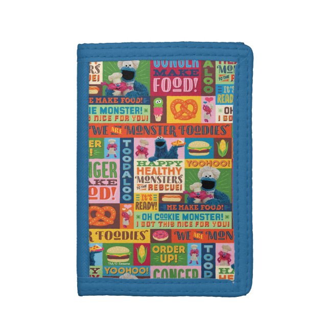 Cookie Monster's Foodie Truck Pattern Trifold Wallet (Front Vertical)