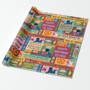Cookie Monster's Foodie Truck Pattern Wrapping Paper