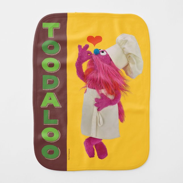 Cookie Monster's Foodie Truck | Toodaloo Baby Burp Cloth (Front)