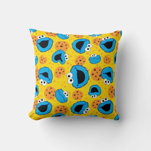 Cookie Monter and Cookies Pattern Throw Pillow