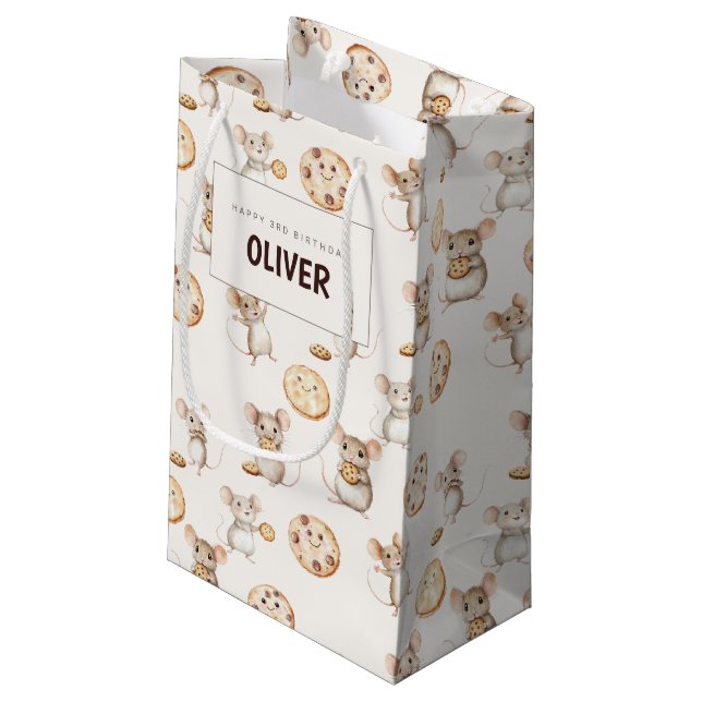 Cookie & Mouse Theme Birthday Gift Bag (Back Angled)