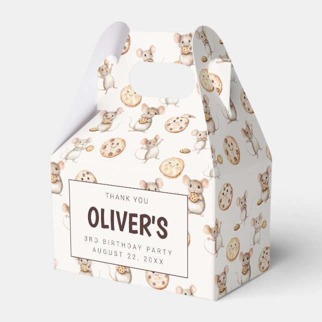 Cookie & Mouse Theme Birthday Party Favor Box (Front Side)