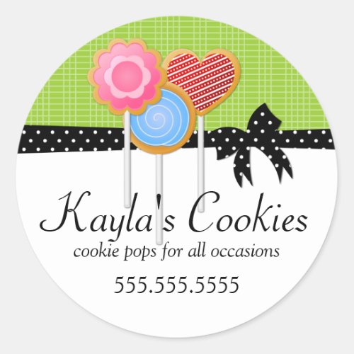 Cookie Pops Green Bakery Classic Round Sticker