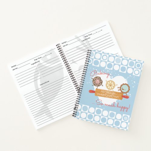 Cookie rolling pin baking cookbook recipe notebook