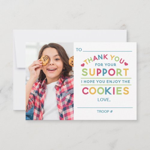 Cookie Sales Thank You Card 
